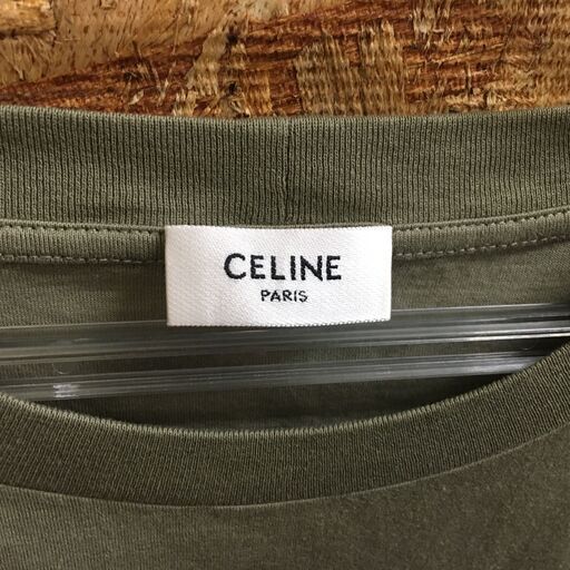未使用タグ付き!!　CELINE　セリーヌ　コットンジャージー　ルーズTシャツ　半袖Tシャツ　カットソー　カーキ　ユニセックス　2X6