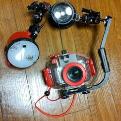 水中カメラ☆ハウジングケース＋ワイドレンズ+水中ストロボset