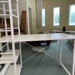 ◉値下◉机　パイプ　組み立て式　棚付きの画像