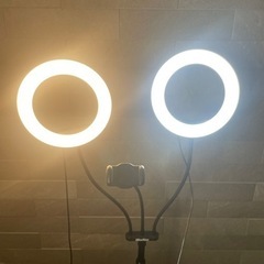 ダブルリングライト三脚スタンド付き【used】LED照明★YouTube撮影やオンライン会議に★の画像
