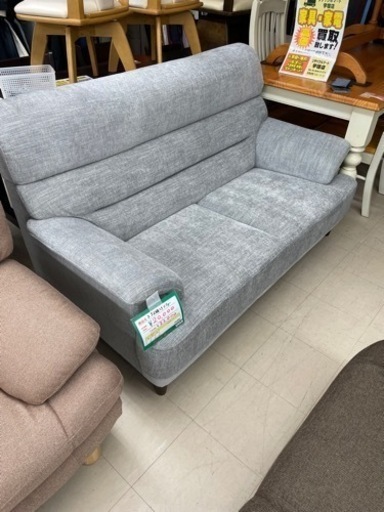 ★289 お買い得!! 2.5人掛けソファー 布製 ファブリック グレー ハイバック 【リサイクルマート鹿児島宇宿店】