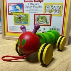 キュリアスジョージ木製パズル＋はらぺこあおむし木のおもちゃの画像