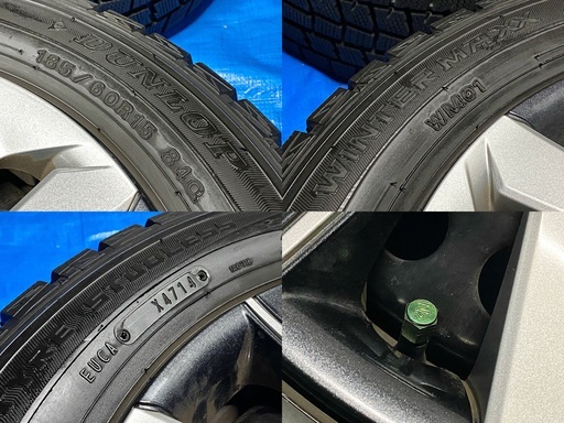 【引取限定】★2/10雪予報の準備に！★ホンダ　シャトル、フィット等★ホイール＋スタッドレスタイヤ★185/60R15★4本セット★中