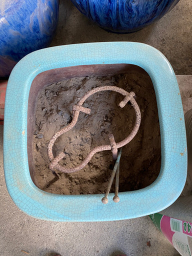 角火鉢　メダカ鉢　陶器手あぶり火鉢