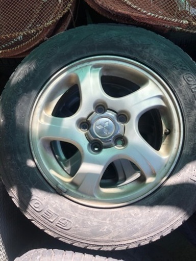 中古 三菱 パジェロミニ 純正 ホイール付 夏タイヤ 4本 175/80R15