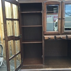 9月21日まで！★雰囲気良好 80's ヴィンテージ★ 食器棚 飾り棚 カップボード ダイニングボード 収納棚 キャビネット R040209の画像