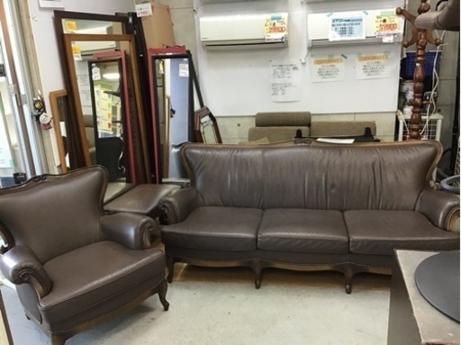 ●販売終了●※値下げしました※maruni ソファ　革製　オットマン付き　中古品