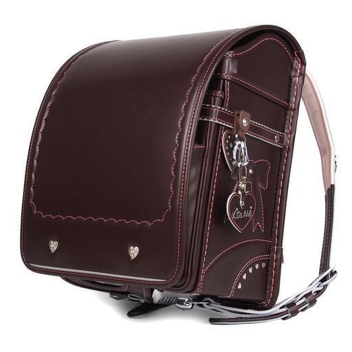 未使用◆Kids AMI キッズアミ リボンガール◆27105 ランドセル クラリーノ ブラウン×ピンク◆A4フラットファイル対応/日本製