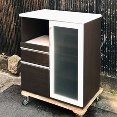 ニトリ　カウンター　レンジ台　ダークブラウン
