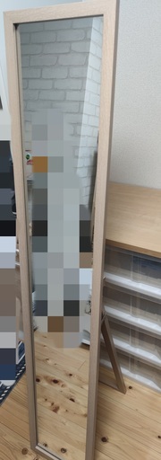 スタンドミラー 幅27cm ブラウン 木製 折りたたみ 飛散防止