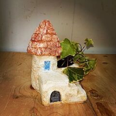 おうちの形の鉢植え♪
