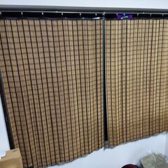 竹製カーテン ２枚組み スモークブラウン （焼竹色） (幅１００...