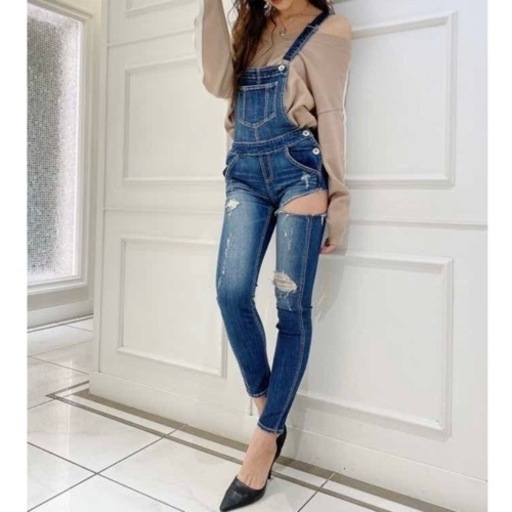 01.GYDA SIDE RIPPED サロペ