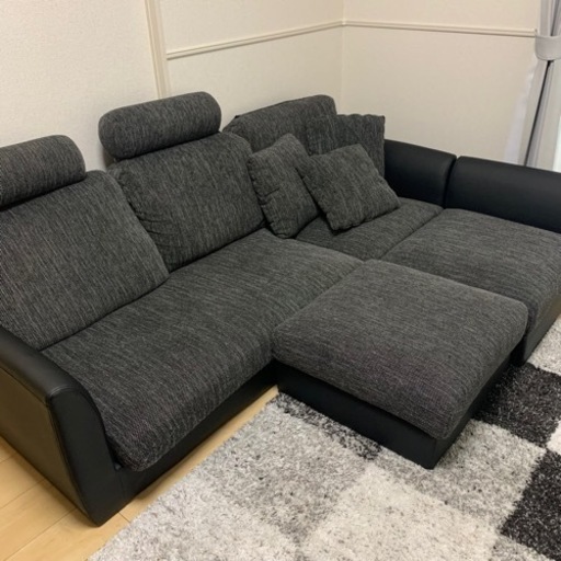 ロウヤ　3人掛けカウチソファ　ハイバックソファ　ダークグレー　【交渉可】