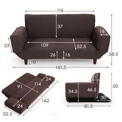 LOWYA2人掛けリクライニングソファ天然木脚2セットの画像