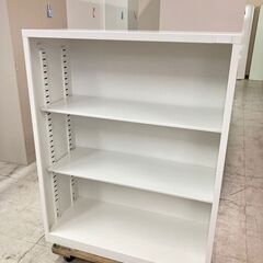 中古　美品　生興　スチールオープン書庫　3段　ホワイト　ロータイ...