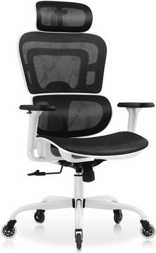 新品/展示品　定価　２３０００円　　KERDOM ワークチェア 全面メッシュチェア オフィスチェア リクライニングチェア 人間工学椅子 デスクチェア テレワーク 3Dアームレスト 可動式ヘッドレスト ロッキング 360度回転 多機能 通気性 事務 おしゃれ ホワイト KD968ZK-White