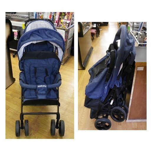 Seebaby  ネウォックス 2人乗りベビーカー 折りたたみ 双子・年子に 両シートともリクライニング機能付き  足載せ付き ネイビ