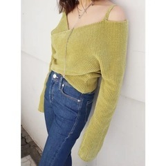 【新品】EMODA フロントクロスショートニット F ブラック