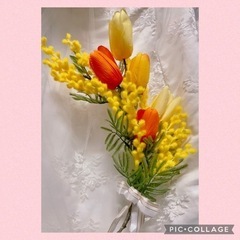 ミモザとチューリップのスワッグ🌷