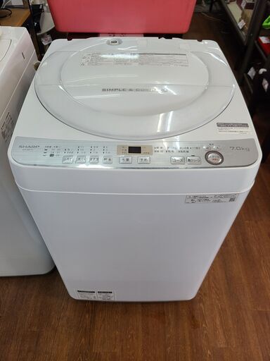 お買い得品‼　大容量7.0㎏‼　●6937●　シャープ　洗濯機　ES-GE7C-W　2019年製　※取扱説明書・ふろ水ホース付き　☆期間限定20％OFFキャンペーン対象品☆　【リサイクルショップどりーむ天保山店】