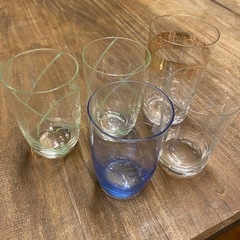 昭和レトロ ガラスコップ5個セット 当時物 冷茶グラス 硝子コッ...
