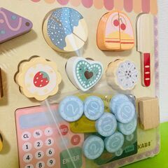 【未開封】木のおもちゃ おままごとセット ケーキ屋さん パン屋さん お支払いごっこの画像