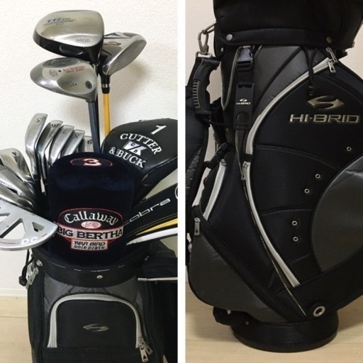 ゴルフセット一式 ゴルフクラブ ダンロップ HI-BRID ゴルフバッグ メンズ ヘッドカバー ボール 一式セット