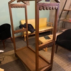 アンティークチーク木製衣料ラック