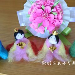 お花の折り紙ブーケ教室♥花ORIGAMIぶーけ♥桃の折り紙ブーケの画像