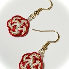 水引ピアス 梅結び 祝い 紅白 ＊ハンドメイド＊