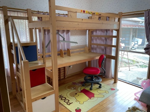 学習机　ロフトベッド　収納引き出し