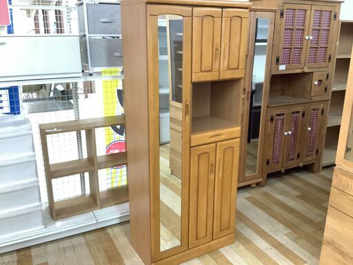 シューズボックス　ミラー付き　ライトブラウン　【トレファク岸和田店】