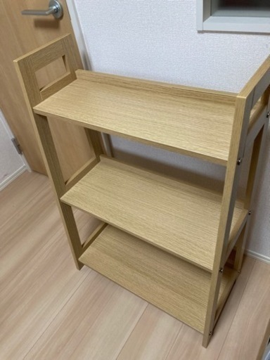 【美品】3段木目ラダー　シェルフ