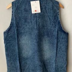 新品A136男女兼用デニムベストチョッキメンズレディスベストトップスアウター上着の画像