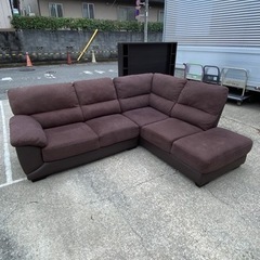 激安!!ニトリ L字ソファ コーナーソファ カウチ レザー＆布製