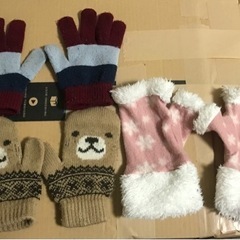 ★交渉中★無料　子ども用手袋x2  耳付きクマ　女性用手袋x1 ...