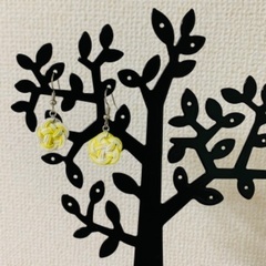 水引ピアス 梅結び 檸檬(レモン)色 ＊ハンドメイド＊の画像