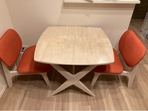 リビングダイニングテーブル3点セット(LDリラックスワイド90WWリラックスワイドWW OR)オレンジ