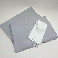 お買い得！美品 ニトリ インテリアカーテン 幅100×178cm 2枚組 綿混 レダBD アイボリー×グレー Cの画像