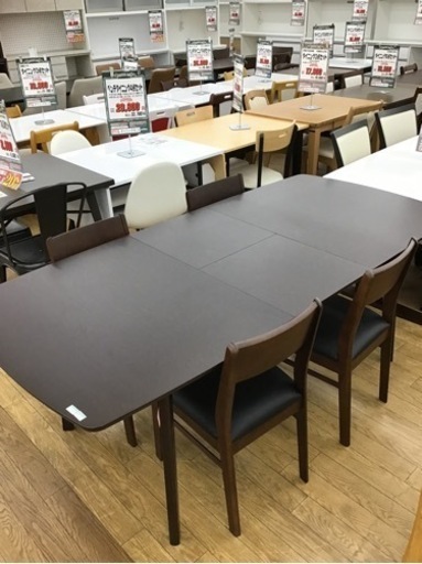 KN-56【ご来店頂ける方限定】新入荷　アウトレット　伸長式　ダイニング5点セット　ブラウン