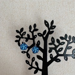 水引ピアス 梅結び 孔雀青 ＊ハンドメイド＊の画像