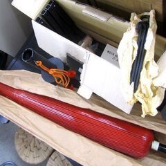 訳アリ格安】茶席用 立札棚(点茶盤 伴東机 円椅2脚)＆野点傘(屋外用の傘立付) セット 茶道具 札幌市北区屯田の画像