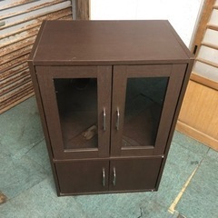【リサイクルサービス八光、田上店 】ダークブラウン　ミニ食器棚