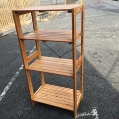 ★綺麗です！★天然木 ウッディラック 4段 飾り棚 シェルフ 木製棚 アイリスオーヤマ の画像