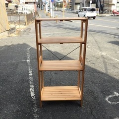 ★綺麗です！★天然木 ウッディラック 4段 飾り棚 シェルフ 木...