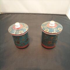 ★送料無料★ 九谷　茶器　九谷焼　陽山作　夫婦 蓋付　湯呑