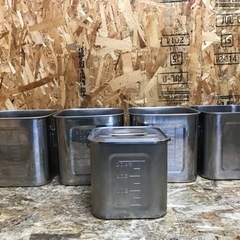 5493)ステンレス 深型キッチンポット 角型 取手付き 21cm 18cm 5個