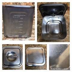 5493)ステンレス 深型キッチンポット 角型 取手付き 21cm 18cm 5個