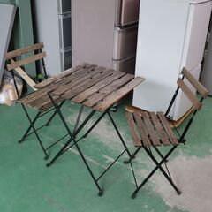 中古 IKEA TARNO テルノー テーブル＆チェア2脚セット...
